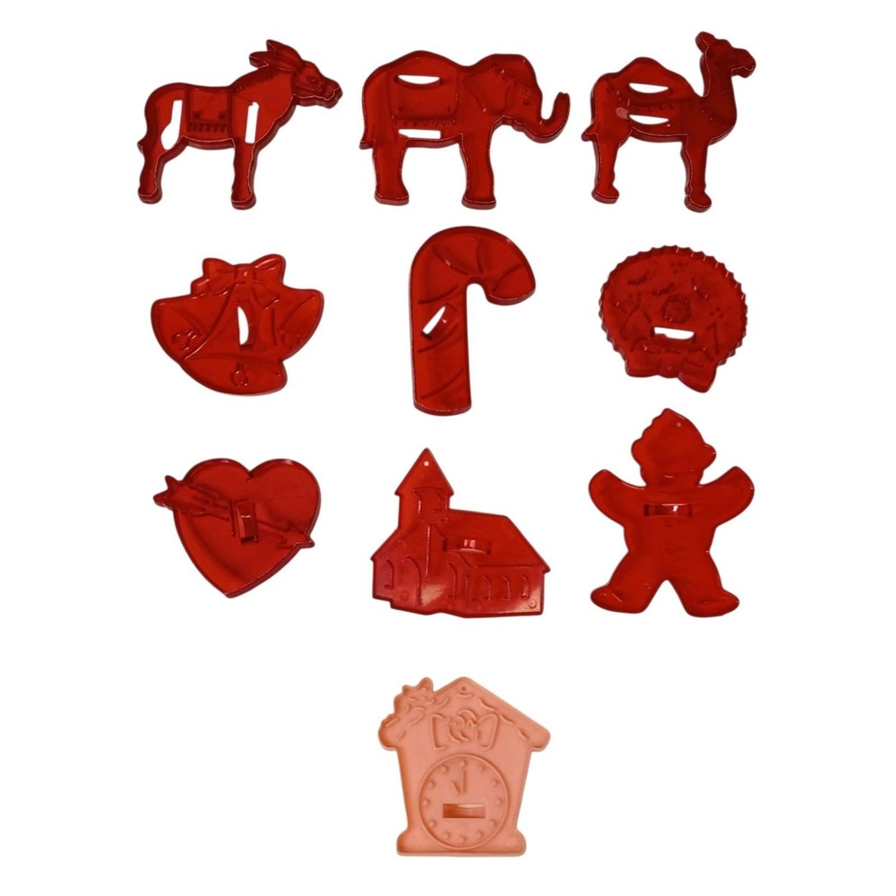 Lot‎ of 10 Vintage HRM Christmas, Holiday, and Animal Plastic Cookie Cutters